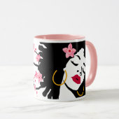 Afro Blossom Frau Tasse (VorderseiteRechts)