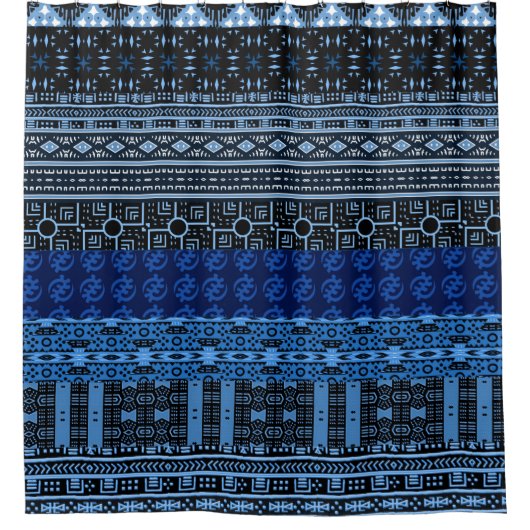 Afro Blue African Pattern Mix Duschvorhang (Vorderseite)