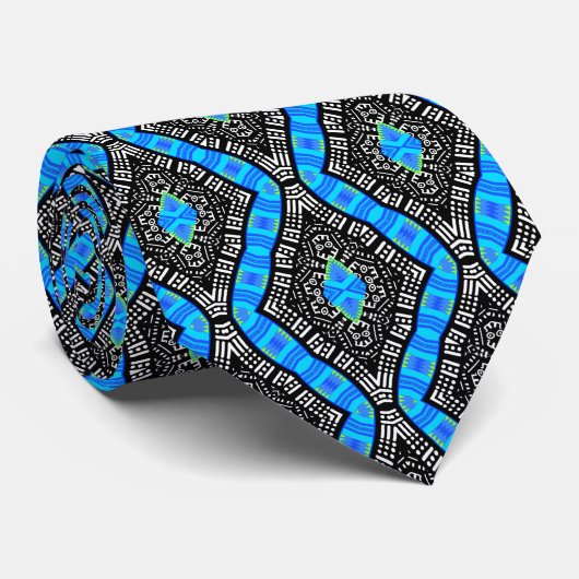 Afro Blues Modern Mud Cloud Design Neck Tie Krawatte (Gerollt)