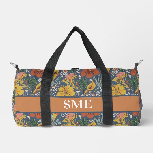 Afro Bohemian Monogram Floral Duffle Bag (Vorderseite)