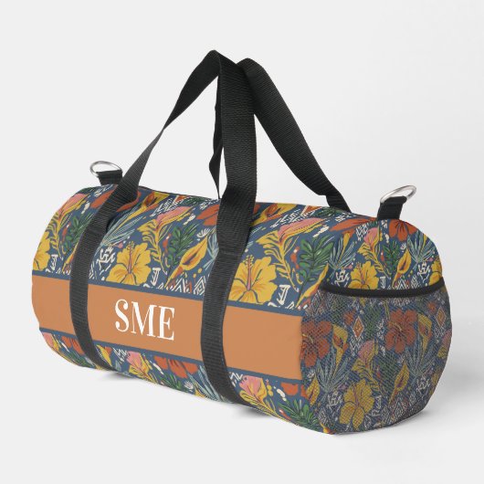 Afro Bohemian Monogram Floral Duffle Bag (Rechte Ecke)