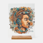 Afro Boho Queen - farbenfrohe Kunst Acrylschild (Vorderseite)