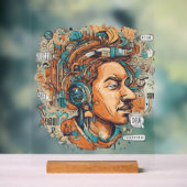 Afro Boho Queen - farbenfrohe Kunst Acrylschild (Neutral)