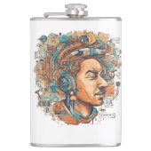 Afro Boho Queen - farbenfrohe Kunst Flachmann (Vorderseite)