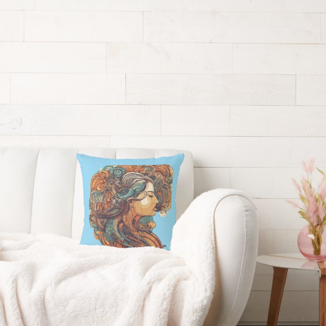 Afro Boho Queen - farbenfrohe Kunst Kissen (Liege)