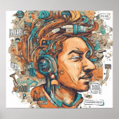 Afro Boho Queen - farbenfrohe Kunst Poster (Vorne)