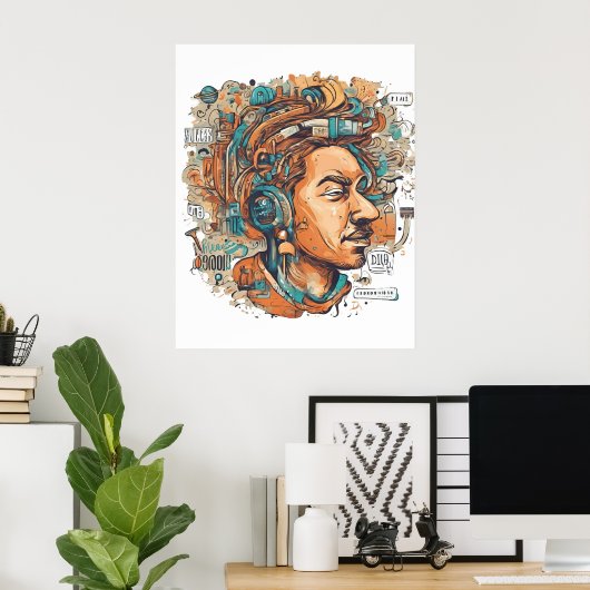 Afro Boho Queen - farbenfrohe Kunst Poster (Heimbüro)