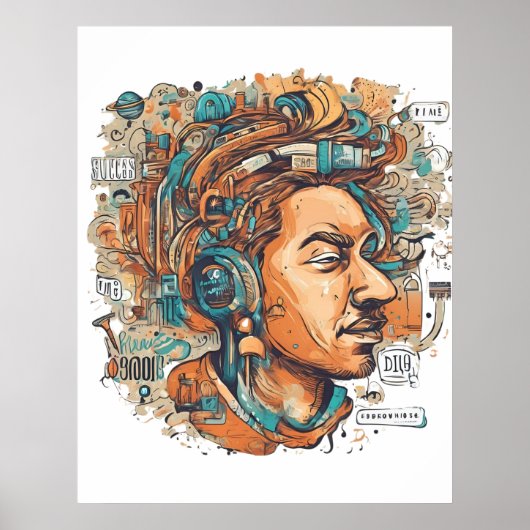 Afro Boho Queen - farbenfrohe Kunst Poster (Vorne)