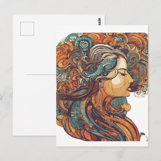 Afro Boho Queen - farbenfrohe Kunst Postkarte (Vorne/Hinten)