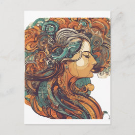 Afro Boho Queen - farbenfrohe Kunst Postkarte