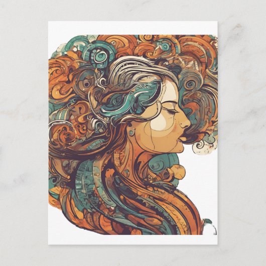 Afro Boho Queen - farbenfrohe Kunst Postkarte (Vorderseite)