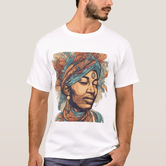 Afro Boho Queen - farbenfrohe Kunst T-Shirt (Vorderseite)