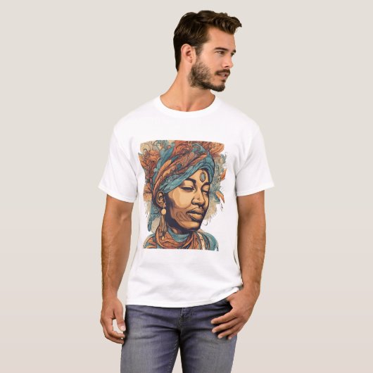 Afro Boho Queen - farbenfrohe Kunst T-Shirt (Vorne ganz)