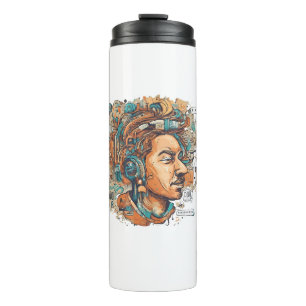 Afro Boho Queen - farbenfrohe Kunst Thermosbecher