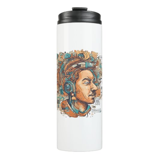 Afro Boho Queen - farbenfrohe Kunst Thermosbecher (Vorderseite)