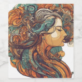 Afro Boho Queen - farbenfrohe Kunst Weinetikett (Einzelnes Label)