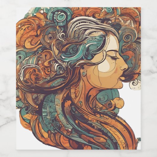 Afro Boho Queen - farbenfrohe Kunst Weinetikett (Einzelnes Label)