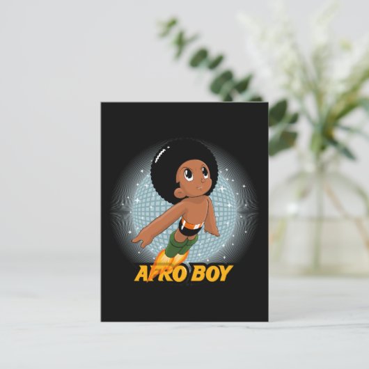 Afro Boy Postkarte (Stehend Vorderseite)