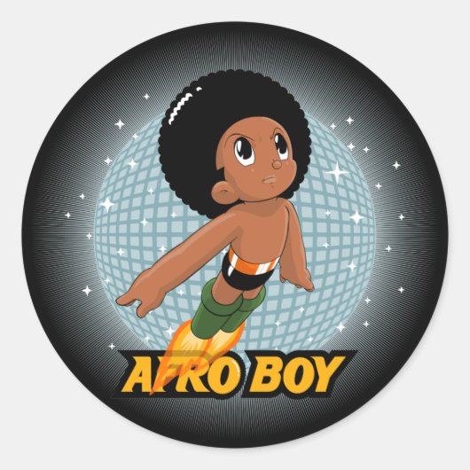 Afro Boy Runder Aufkleber (Vorderseite)