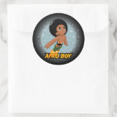 Afro Boy Runder Aufkleber (Tasche)