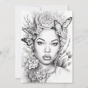 Afro Butterfly Beauty   Farbe Ihrer eigenen Postka