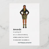 Afro Camouflage Girl Birthday Party Folieneinladung (Rückseite)