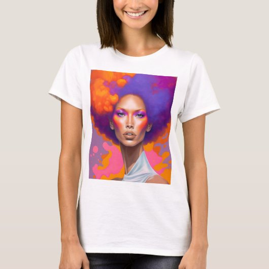 Afro Christy Colour Splash Art Frauen T - Shirt (Vorderseite)