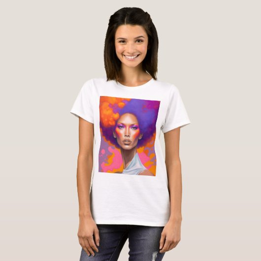 Afro Christy Colour Splash Art Frauen T - Shirt (Vorne ganz)