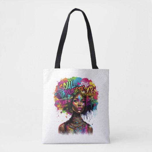 Afro Colorful Unapologetically Black Woman Tasche (Vorderseite)