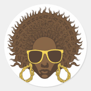 Afro Cool Runder Aufkleber
