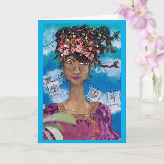Afro Cuban Latina Beauty Blank Card Karte (Orchidee)