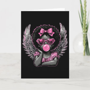 Afro Cupid mit Sonnenbrille beim Aufblasen von Bub Karte