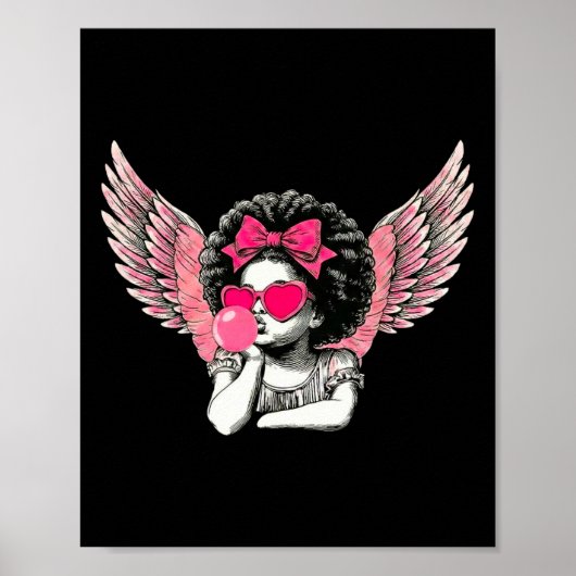 Afro Cupid mit Sonnenbrille beim Aufblasen von Bub Poster (Vorne)