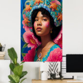 Afro-Dame mit Seesternhut Poster (Heimbüro)