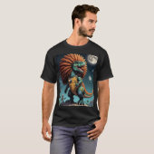 Afro Dino Kosmischer Krieger Anzug T-Shirt (Vorne ganz)