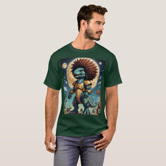 Afro Dinosaur Warrior Moonlight Shirt (Vorne ganz)