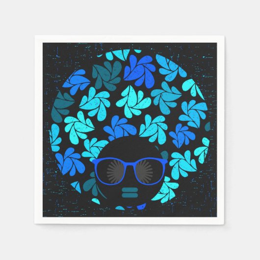 Afro Diva Aquamarin türkisfarbenes Party Serviette (Vorderseite)