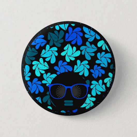 Afro Diva Blau  Button (Vorderseite)
