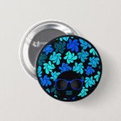 Afro Diva Blau Button (Vorne & Hinten)