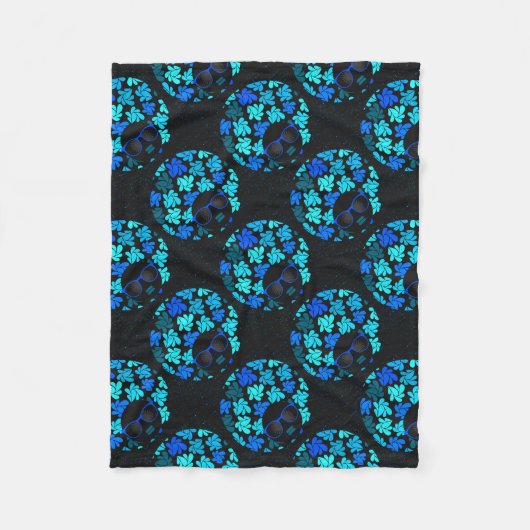 Afro Diva Blau Fleecedecke (Vorderseite)
