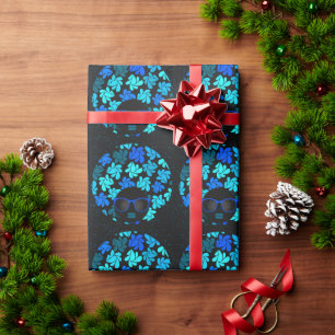 Afro Diva Blau Geschenkpapier
