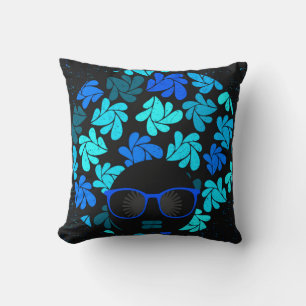 Afro Diva Blau Kissen