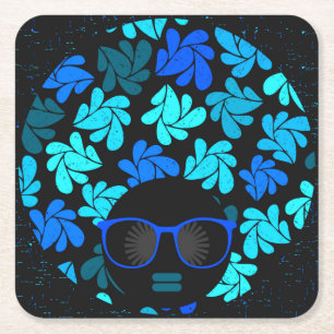 Afro-Diva Blau Rechteckiger Pappuntersetzer