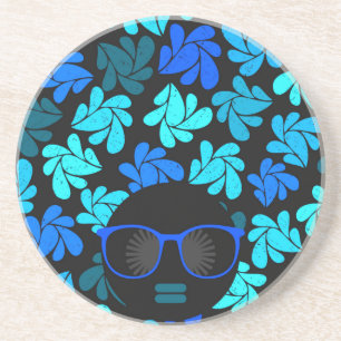 Afro Diva Blau Sandstein Untersetzer
