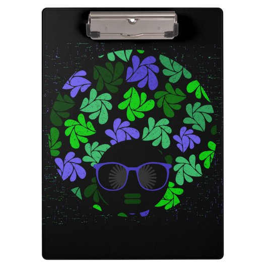Afro Diva Green & Blue Clipboard Klemmbrett (Vorderseite)