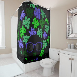 Afro Diva Green & Blue Duschvorhang