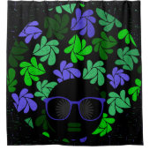 Afro Diva Green & Blue Duschvorhang (Vorderseite)