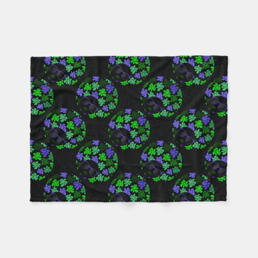 Afro Diva Green & Blue Fleecedecke (Vorderseite (Horizontal))