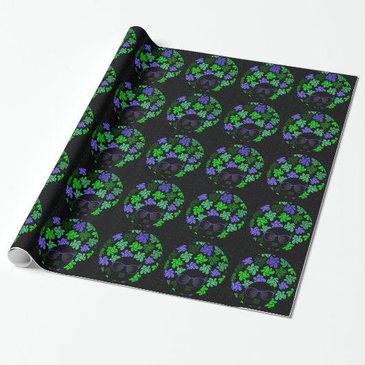 Afro Diva Green & Blue Geschenkpapier (Ungerollt)