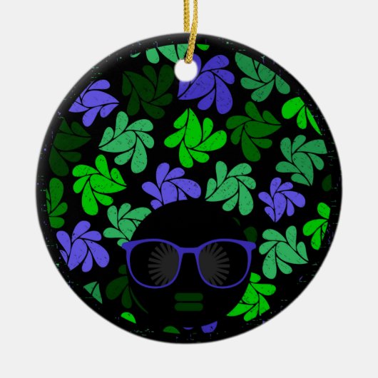 Afro Diva Green & Blue Keramikornament (Vorne)
